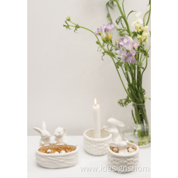 Romantic Ceramic Bunny Rabbits Crafts Statues